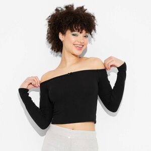 NWT Long Sleeve Off the Shoulder Lace Trim Top